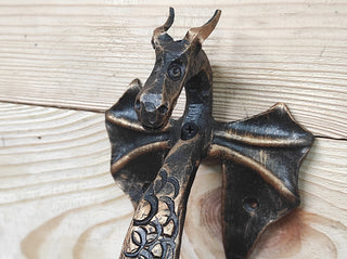 Hand Forged Dragon Door Handle: Wrought Iron Metal Decor