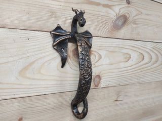 Dragon door handle, door handle, metal handle, hand forged handle, barn door handle, door decor, wrought hardware, metal forged handle