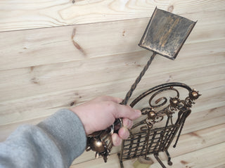 Hand Forged Fireplace Tools Set: Iron Poker, Tongs, Shovel & Broom