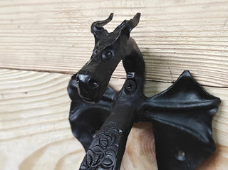 Door handle, barn door handle, dragon, front door decor, wrought iron, door pull