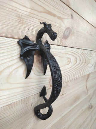 Wrought Iron Dragon Door Handle: Hand Forged Front Door Decor