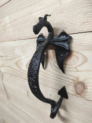 Door handle, barn door handle, dragon, front door decor, wrought iron, door pull