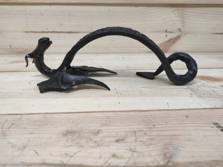 Wrought Iron Dragon Door Handle: Hand Forged Front Door Decor