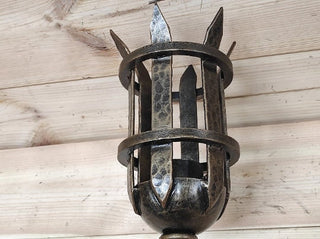 Hand Forged Wrought Iron Wall Sconce: Medieval Viking Torch Lamp