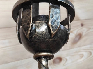 Hand Forged Wrought Iron Wall Sconce: Medieval Viking Torch Lamp