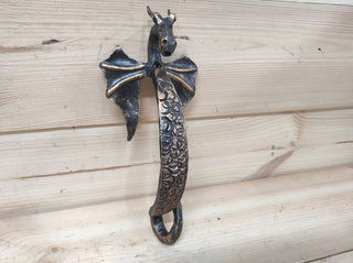 Hand Forged Dragon Door Handle: Wrought Iron Metal Decor