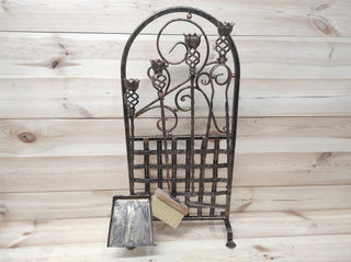 Hand Forged Fireplace Tools Set: Iron Poker, Tongs, Shovel & Broom