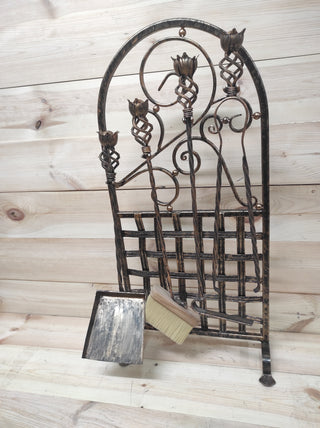 Hand Forged Fireplace Tools Set: Iron Poker, Tongs, Shovel & Broom