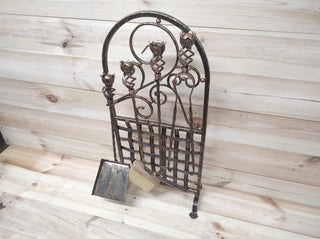 Hand Forged Fireplace Tools Set: Iron Poker, Tongs, Shovel & Broom