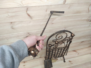 Hand Forged Fireplace Tools Set: Iron Poker, Tongs, Shovel & Broom