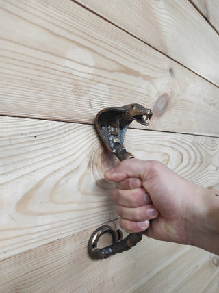 Hand Forged Cobra Barn Door Handle: Metal Gate Hardware