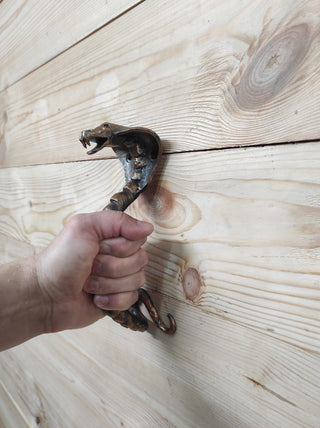 Hand Forged Cobra Barn Door Handle: Metal Gate Hardware