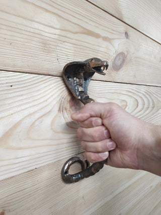 Hand Forged Cobra Barn Door Handle: Metal Gate Hardware