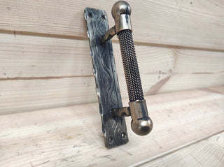 Barn door handle, Rustic forged handle, Metal door pull