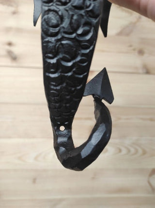 Wrought Iron Dragon Door Handle: Hand Forged Front Door Decor