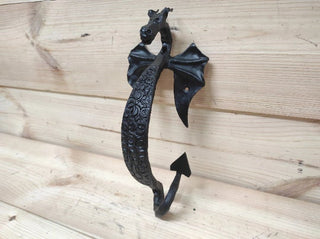 Wrought Iron Dragon Door Handle: Hand Forged Front Door Decor