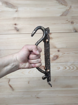 Hand Forged Snake Door Handle: Metal Barn Door Pull