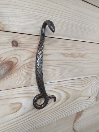 Hand Forged Snake Door Handle: Metal Barn Door Pull