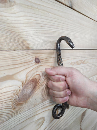 Hand Forged Snake Door Handle: Metal Barn Door Pull