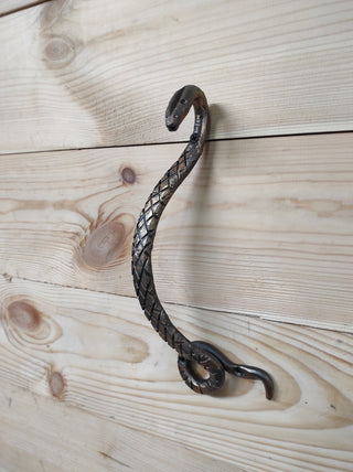 Hand Forged Snake Door Handle: Metal Barn Door Pull