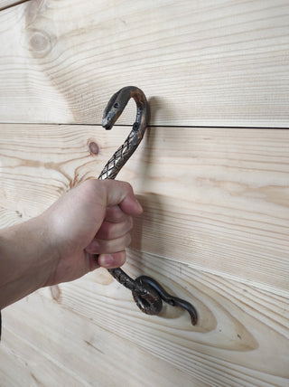 Hand Forged Snake Door Handle: Metal Barn Door Pull