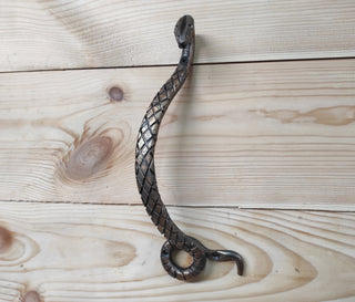 Hand Forged Snake Door Handle: Metal Barn Door Pull
