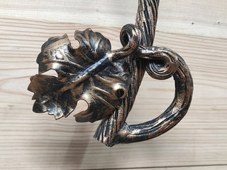 Hand Forged Wrought Iron Door Handle: Bird on Branch