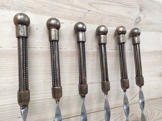 Hand Forged Kebab Skewers: Grilling Tool Set of 6