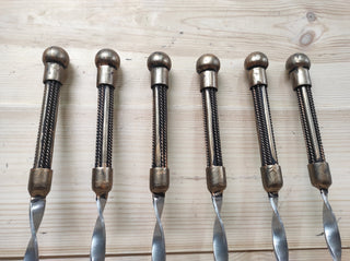 Hand Forged Kebab Skewers: Grilling Tool Set of 6