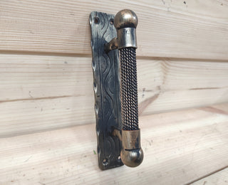 Barn door handle, Rustic forged handle, Metal door pull