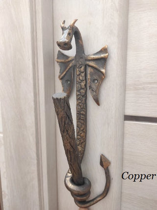 Dragon door handle, door handle, metal handle, barn door handle, hand forged handle