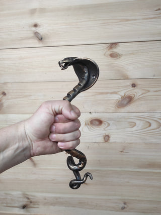Hand Forged Cobra Door Handle: Metal Barn Door Pull