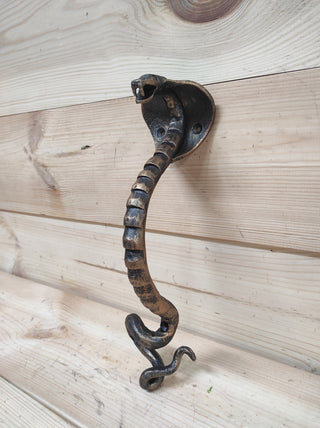 Hand Forged Cobra Door Handle: Metal Barn Door Pull