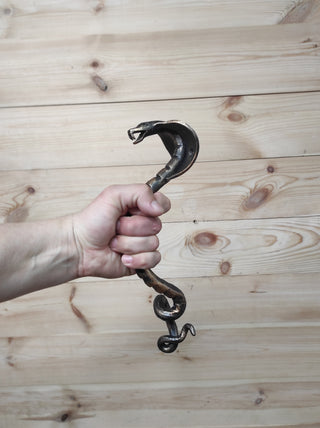Hand Forged Cobra Door Handle: Metal Barn Door Pull