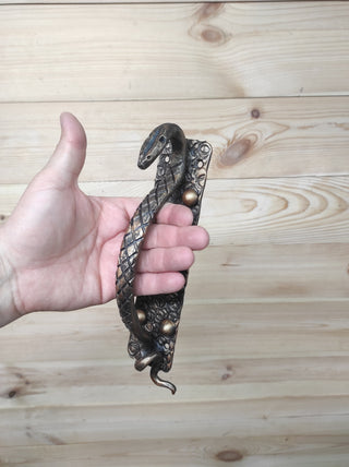 Hand Forged Snake Door Handle: Metal Barn Door Pull