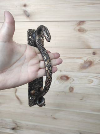 Hand Forged Snake Door Handle: Metal Barn Door Pull