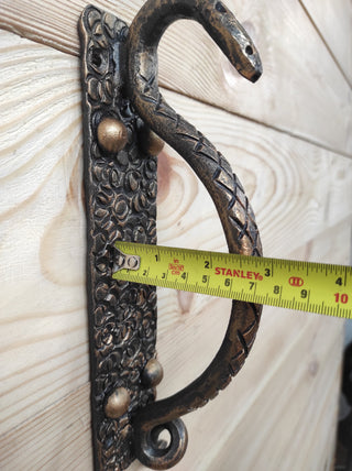 Hand Forged Snake Door Handle: Metal Barn Door Pull