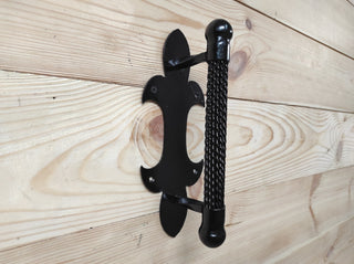 Hand Forged Iron Door Handle: Black Metal Barn Door Pull