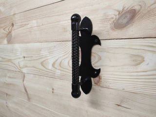 Hand Forged Iron Door Handle: Black Metal Barn Door Pull