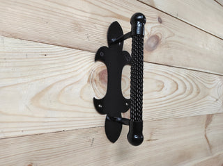 Hand Forged Iron Door Handle: Black Metal Barn Door Pull