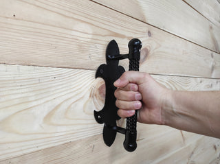 Hand Forged Iron Door Handle: Black Metal Barn Door Pull