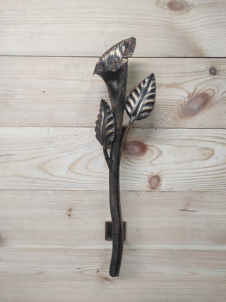 Door handle, Wrought iron handle, Hand forged handle, Front Door handle, Calla Lily Flower, Barn door handle, Door pull