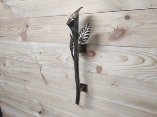 Door handle, Wrought iron handle, Hand forged handle, Front Door handle, Calla Lily Flower, Barn door handle, Door pull