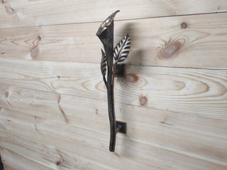 Hand Forged Wrought Iron Door Handle: Calla Lily Flower