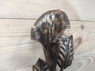 Hand Forged Wrought Iron Door Handle: Calla Lily Flower