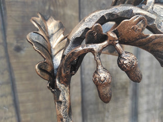 Hand Forged Wrought Iron Door Handle: Oak Branch Design