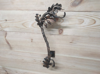 Door handle, Wrought iron handle, Hand forged handle, Front Door handle, Oak branch, Barn door handle, Door pull