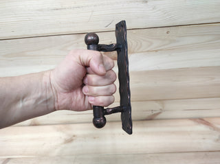 Forged iron door handles, Wrought iron handle, Hand forged handle, Door handle, Metal handle, Barn door handle, Door decor