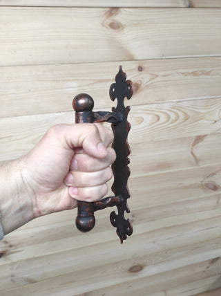 Barn door handle, gate handle. Rustic, medieval hand forged handle