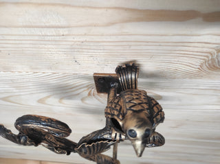 Hand Forged Wrought Iron Bird Door Handle: Rustic Branch Door Pull
